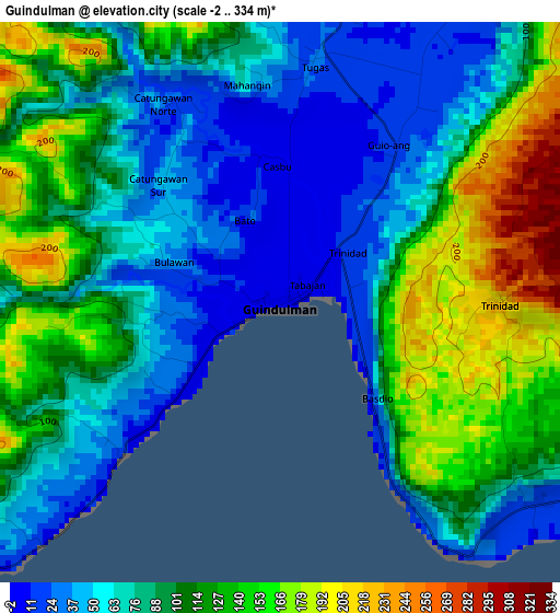 Guindulman elevation map