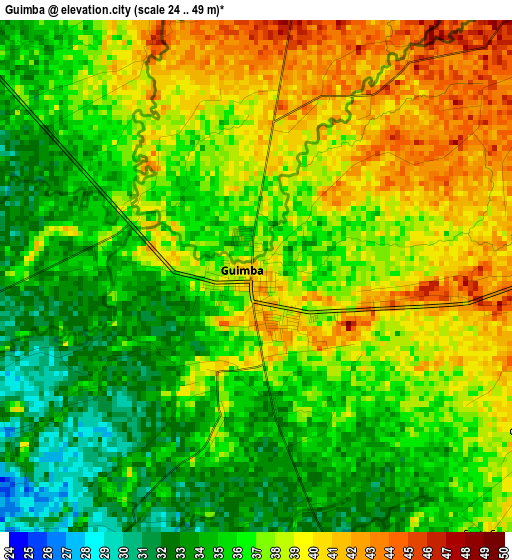 Guimba elevation map