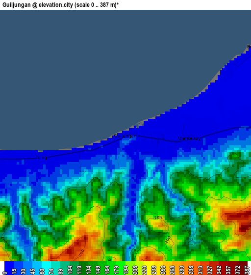 Guiljungan elevation map