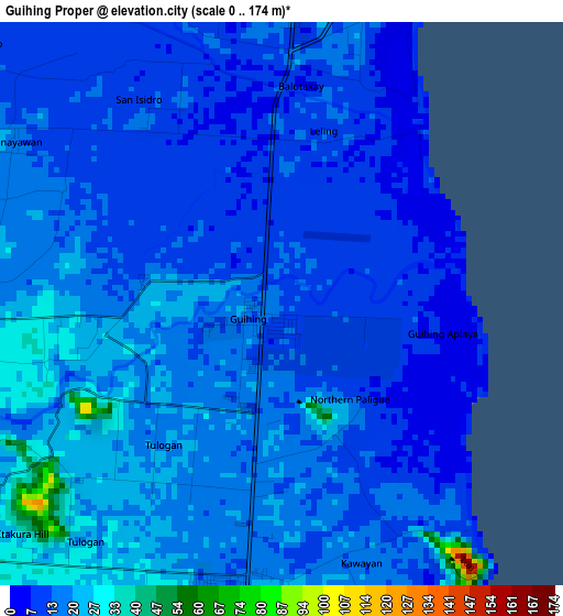 Guihing Proper elevation map