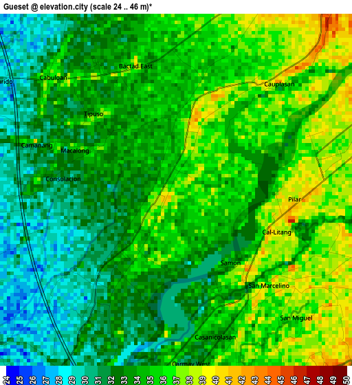 Gueset elevation map