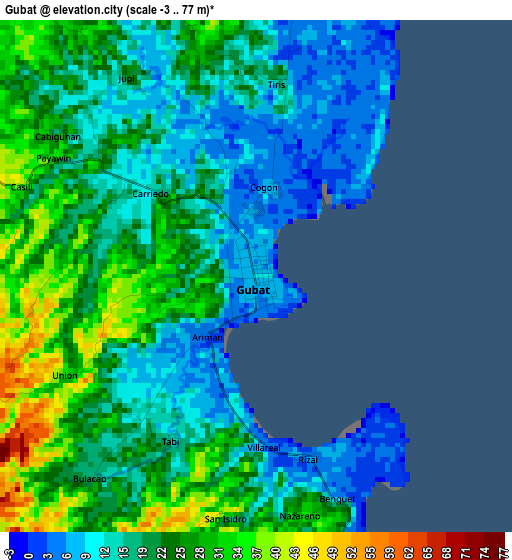 Gubat elevation map