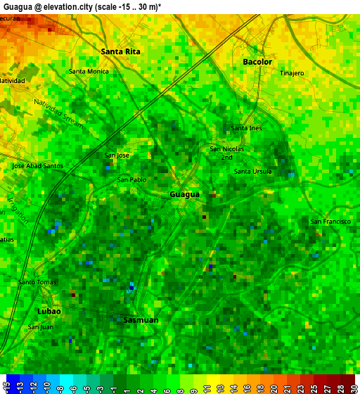 Guagua elevation map