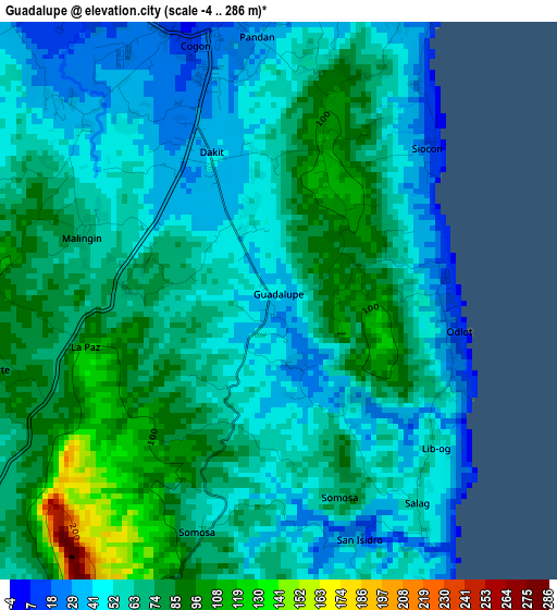 Guadalupe elevation map