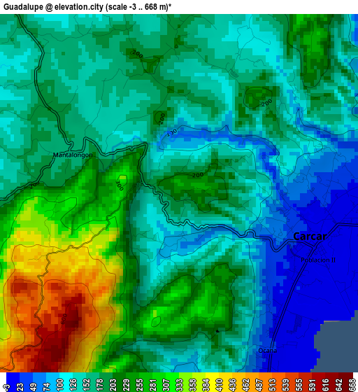 Guadalupe elevation map