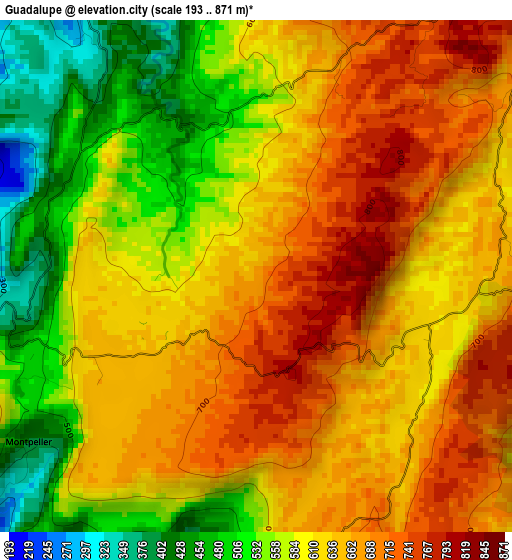 Guadalupe elevation map