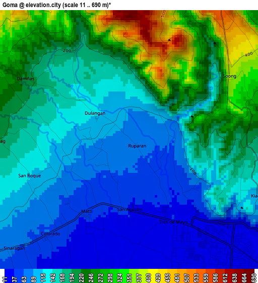 Goma elevation map