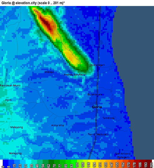 Gloria elevation map