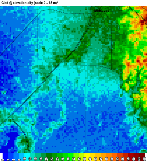 Glad elevation map