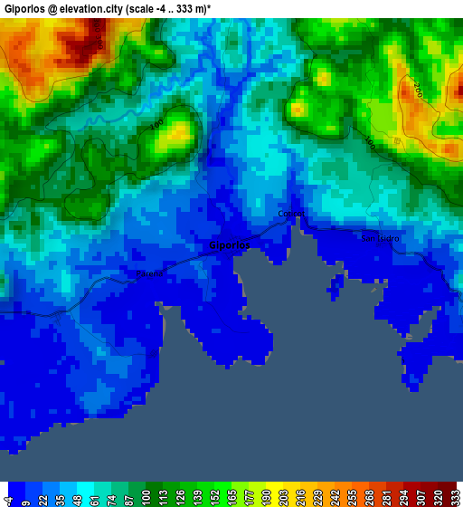 Giporlos elevation map