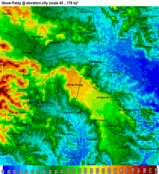 Gines-Patay elevation map