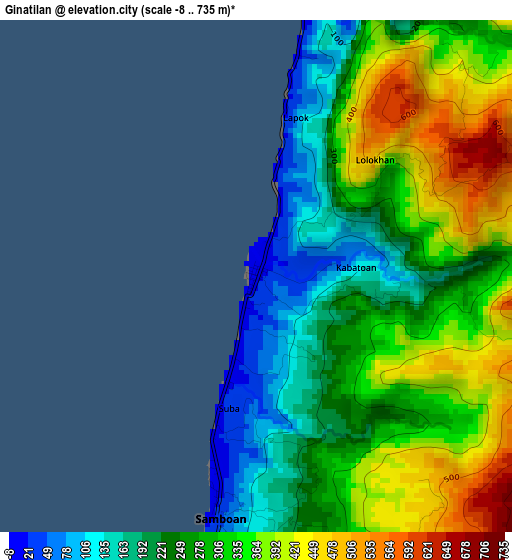 Ginatilan elevation map