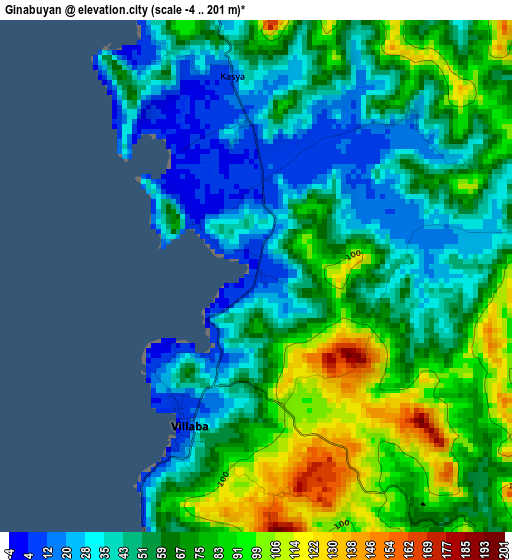 Ginabuyan elevation map