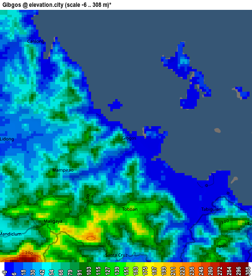 Gibgos elevation map