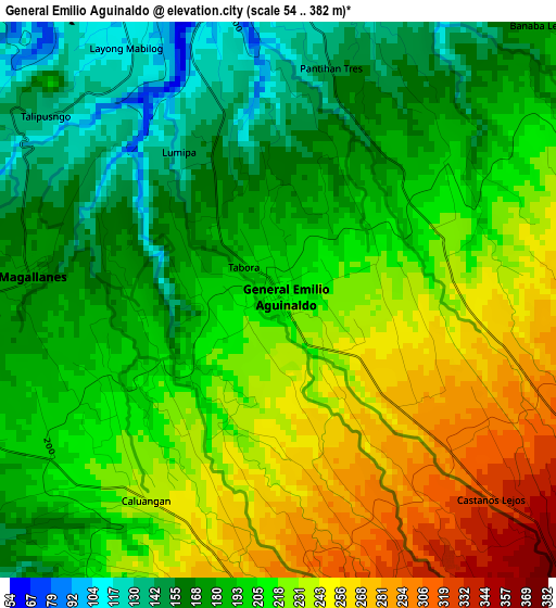 General Emilio Aguinaldo elevation map