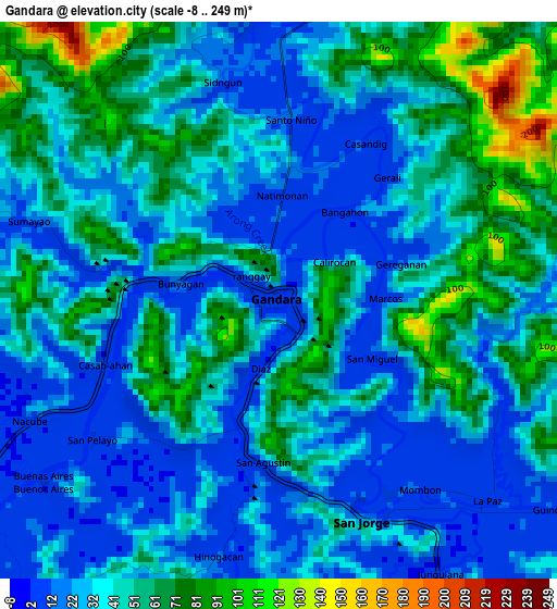 Gandara elevation map