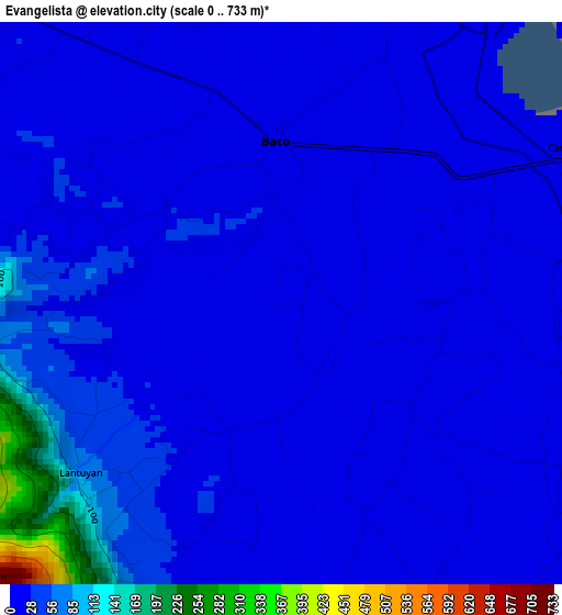 Evangelista elevation map