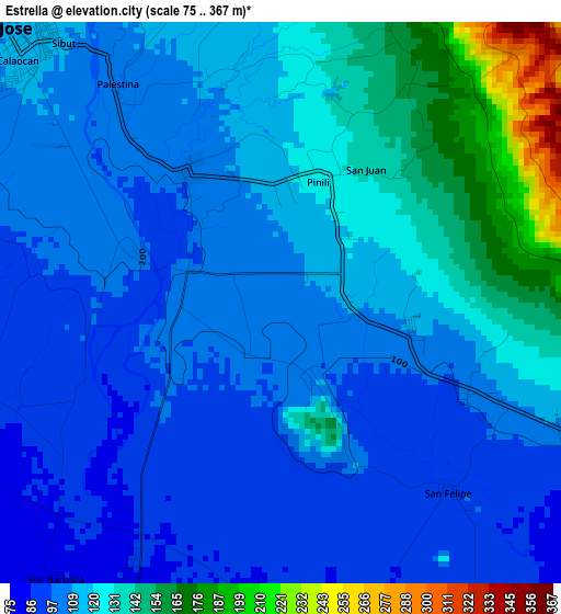 Estrella elevation map