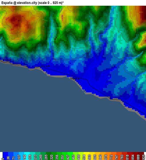 España elevation map