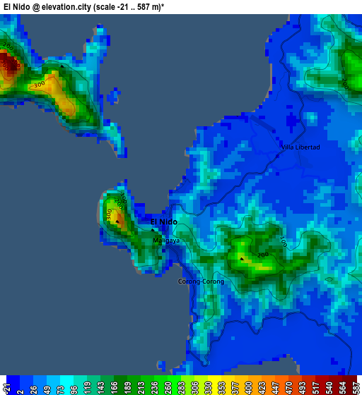 El Nido elevation map