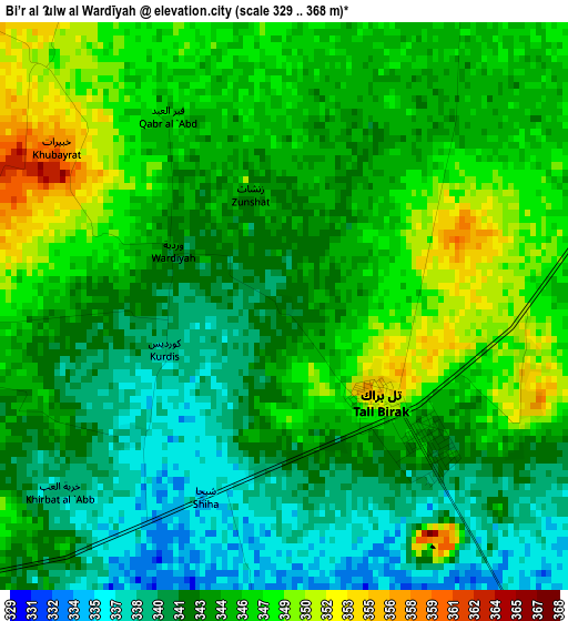 Bi’r al Ḩulw al Wardīyah elevation map