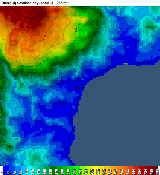 Duero elevation map