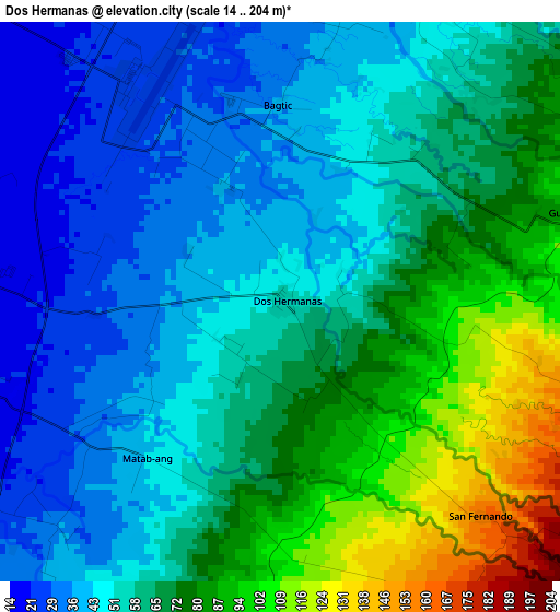 Dos Hermanas elevation map