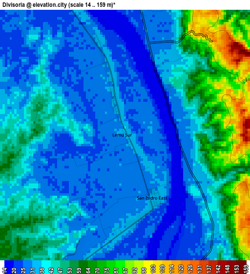 Divisoria elevation map