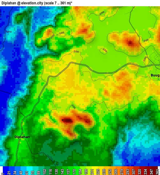 Diplahan elevation map