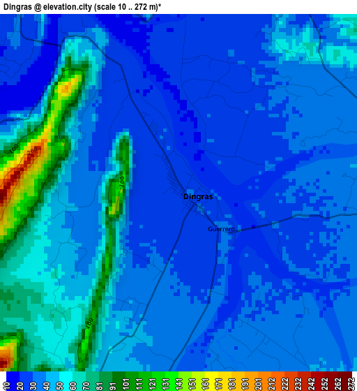 Dingras elevation map
