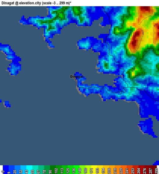 Dinagat elevation map