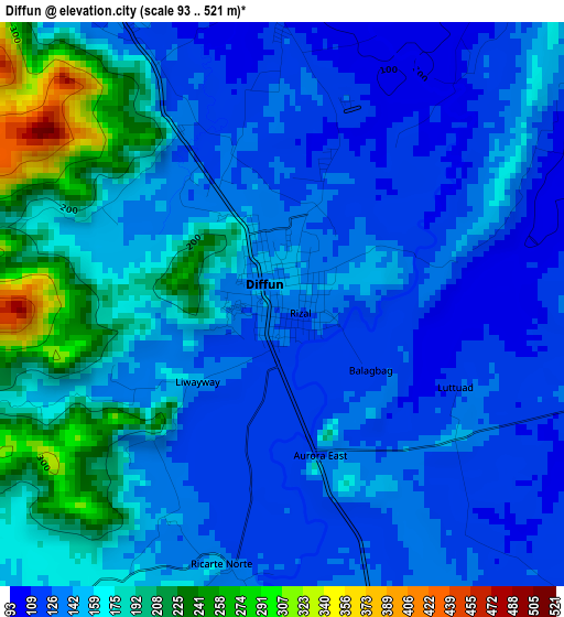 Diffun elevation map