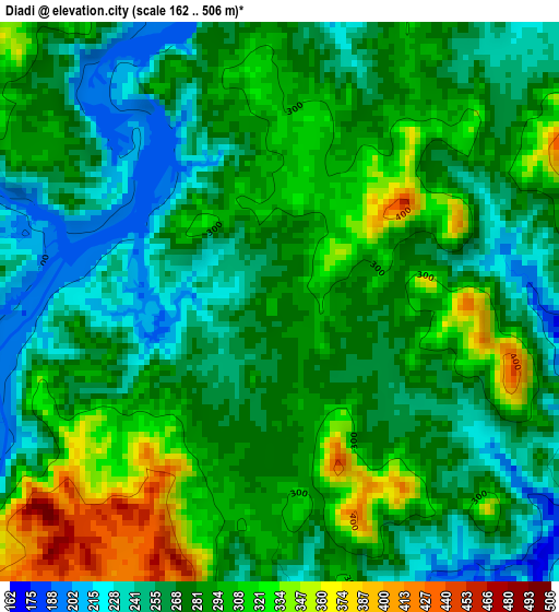 Diadi elevation map