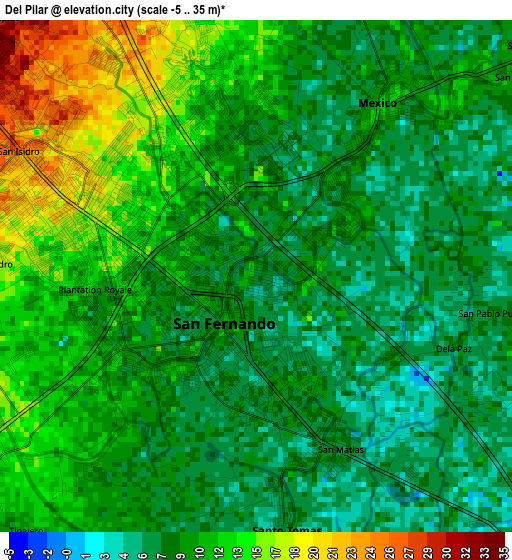 Del Pilar elevation map