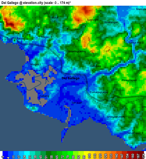 Del Gallego elevation map