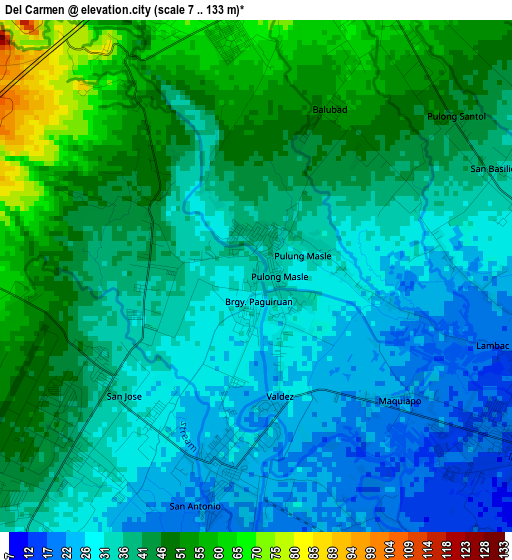 Del Carmen elevation map