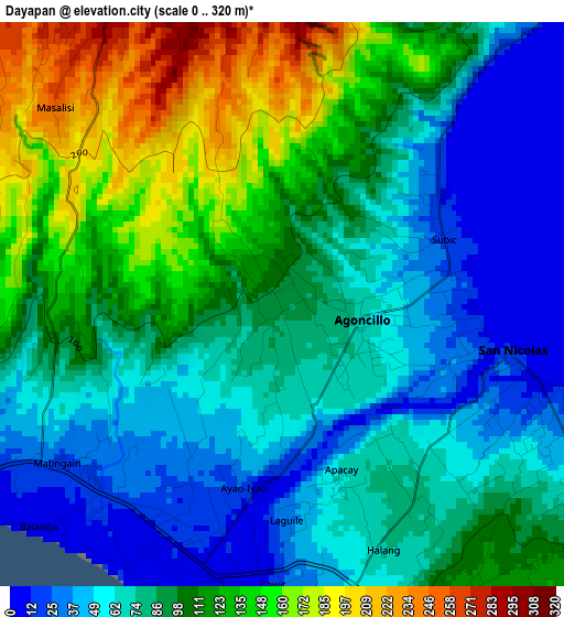 Dayapan elevation map