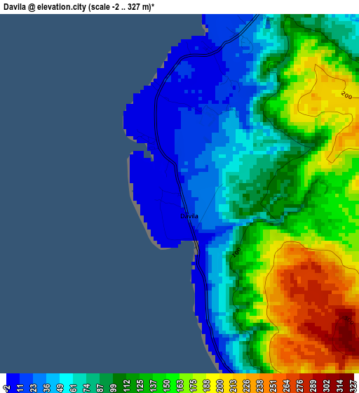 Davila elevation map