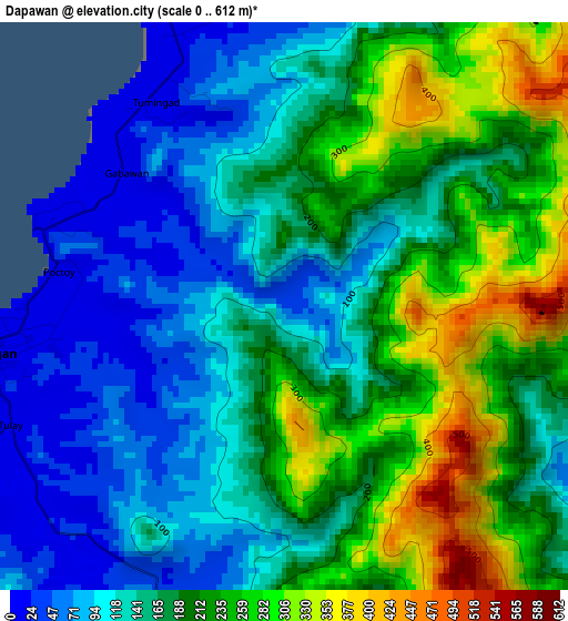 Dapawan elevation map