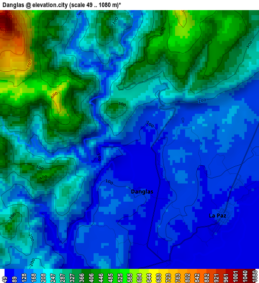 Danglas elevation map