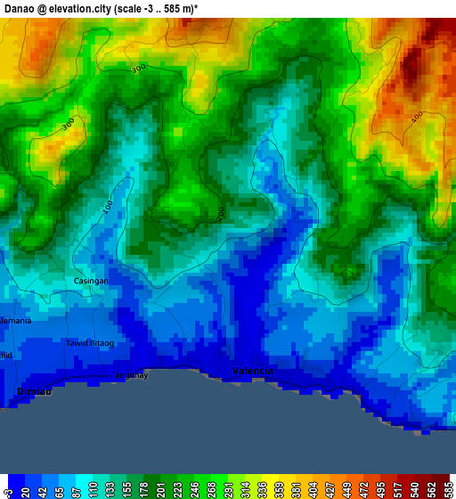 Danao elevation map