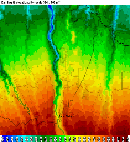 Damilag elevation map