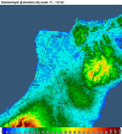 Daanbantayan elevation map