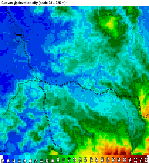 Cuevas elevation map