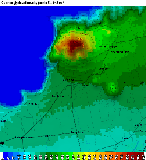 Cuenca elevation map