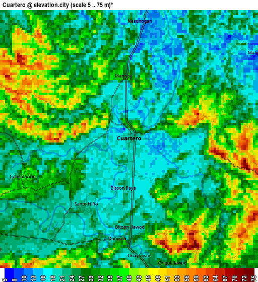 Cuartero elevation map