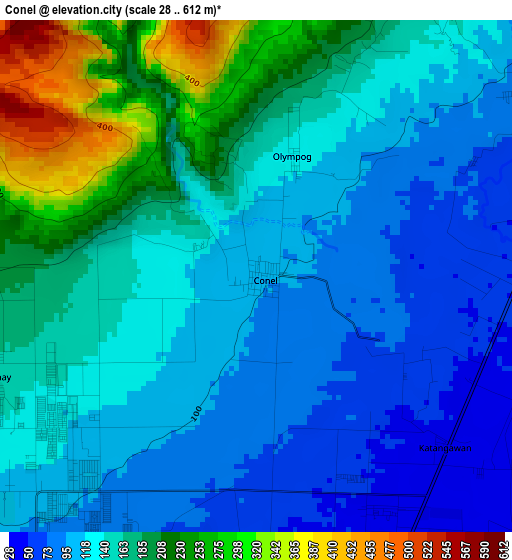 Conel elevation map