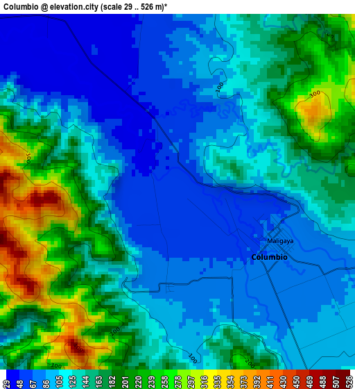 Columbio elevation map