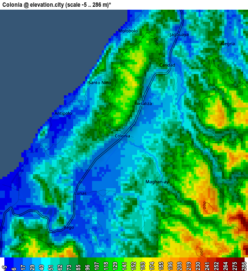 Colonia elevation map