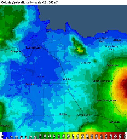 Colonia elevation map
